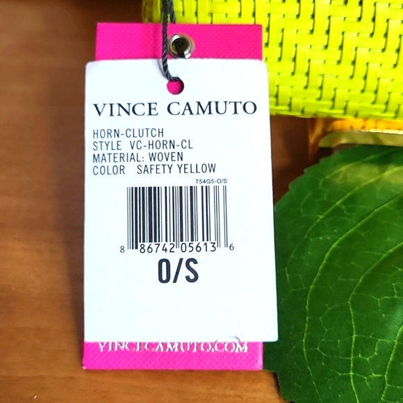 Vince Camuto NWT Bright Yellow Woven Horn Clutch W/Removable Chain Strap - Picture 6 of 12